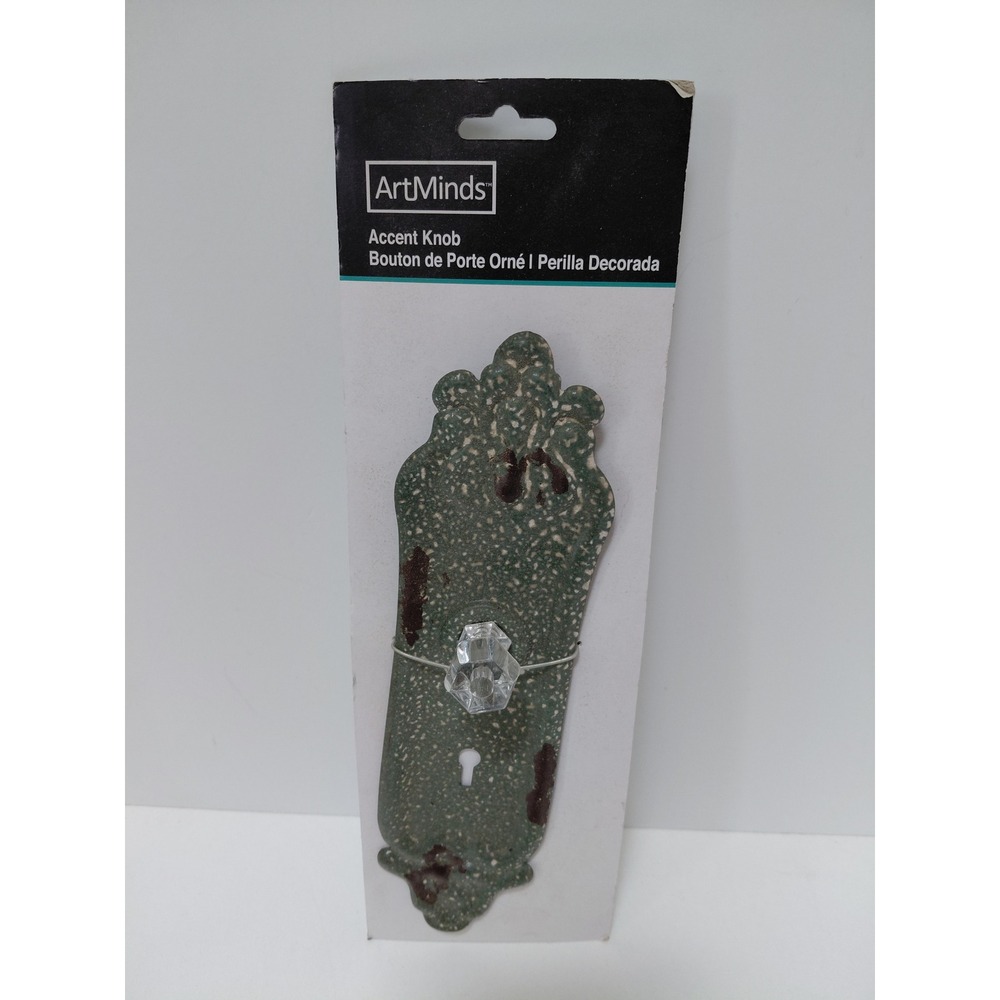 ArtMinds Accent Knob Green Weathered Backplate Crystal Pull Shabby Chic Hardware